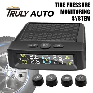 Truly Auto Solar-Powered Tire Pressure Monitoring System with Multiple Monitoring Modes and LCD Display 4 Sensors