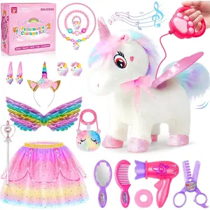 Toys for Girls Age 3-6, Walking Talking Singing Interactive Remote Control Plush Unicorn Pet Care Dress Up Toy, Unicorn Gifts for Toddler Kids
