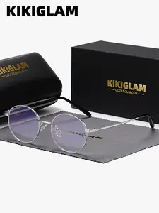 KIKIGLAM 1 Piece Unisex Full Frame Plano Glasses，Anti Blue Light Round Frame Plano Glasses，Refined Design