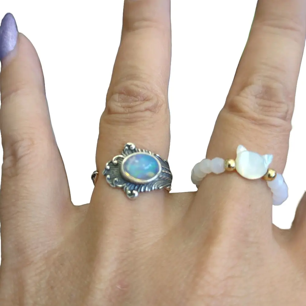 Tray 5 Adjustable Size Silver 925 Rings unisex ring