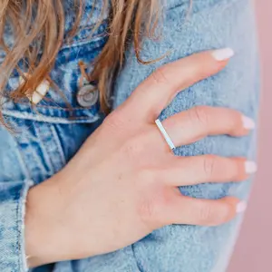 Milky Blue Opal Bar Statement Ring in 925 sterling silver opal statement ring