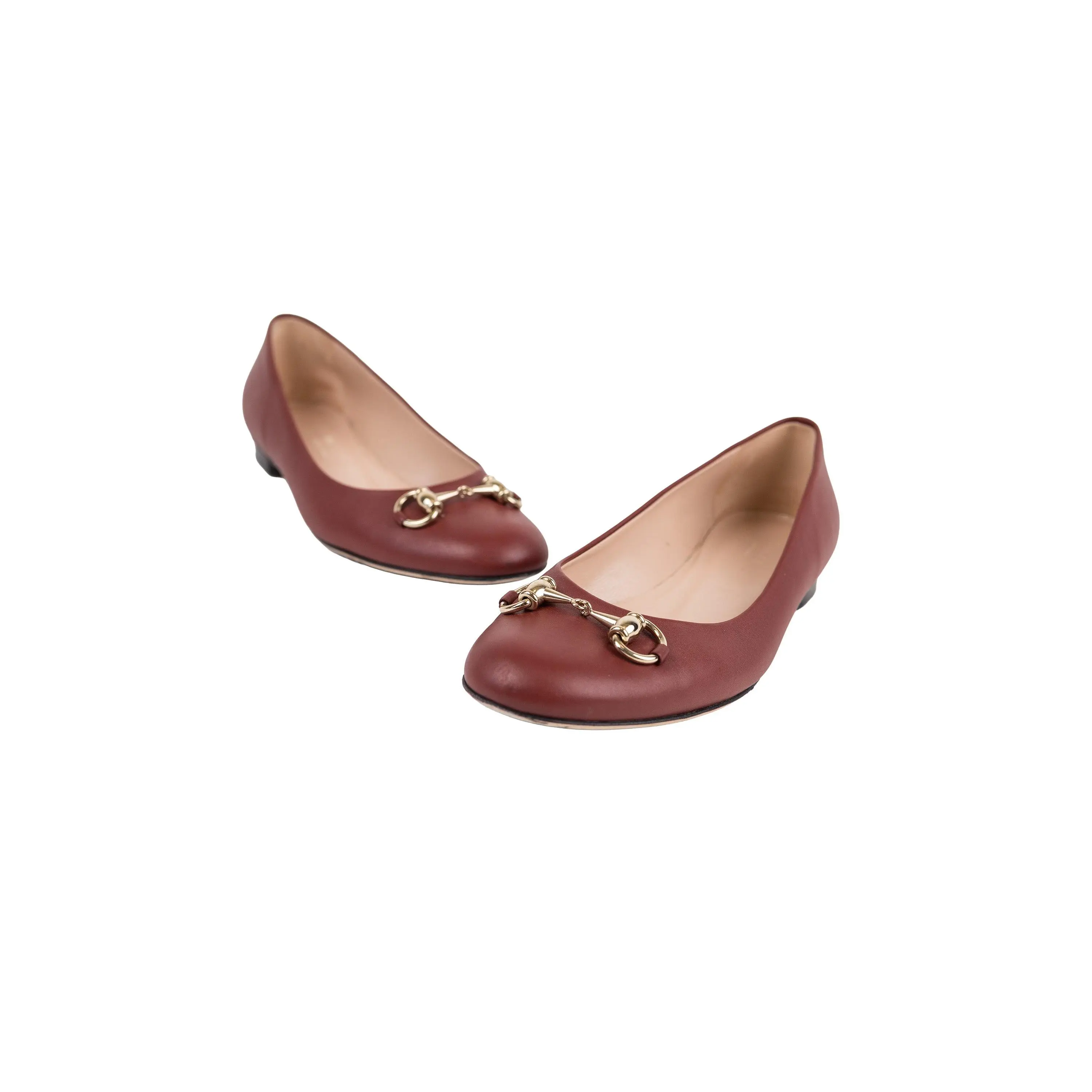 Gucci Burgundy Leather Horsebit Ballet Flat Size 37