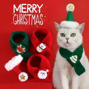 Pet Christmas Set Pearl Scarf Embroidered Christmas Tree Snowman Elderly Deer Cat Dog Pentagram, Festive Pet Accessories
