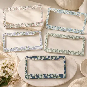 Floral Hydrangea License Plate Frame Cute Flower Car Tag Border for Women Aesthetic Garden Auto Decor Gift for Her Botanical Car Accessory
