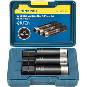 10 Spline Lug Nut Socket,3 Pieces Nut Socket Compatible with 10-Spline Lug Nut Key,10 Point Wheel Lock Remover Replacement for TA20-17/19,TA20-19/21,TA23-21/22