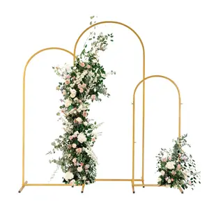 Outvita Metal Arch Backdrop Stand Set of 3(6 ft, 5 ft, 4 ft) Party Arch Stands for Wedding, Birthday, Baby Shower, Bridal Shower,Balloon Arched Frame for Garden Decor, Gold Floral Arches