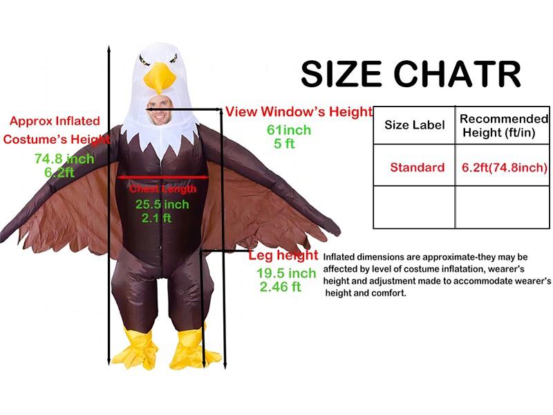 Inflatable Bald Eagle Costume for Adult Blow up Eagle Mascot Costume Outfit Funny Independence Day Parade Patriotic Costume Suit Inflatable Bald Eagle Costume for Adult Blow up Eagle Mascot Costume Outfit Funny Independence Day Parade Patriotic Costume Suit