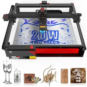 Engraving Machine, TS2-20W high power laser cutting machine, can cut 20mm wood and 30mm plywood, 0.01mm high precision, with engraving machine air pump and honeycomb plate, built-in WiFi and Wireless, Suitable for engraving wood, metal