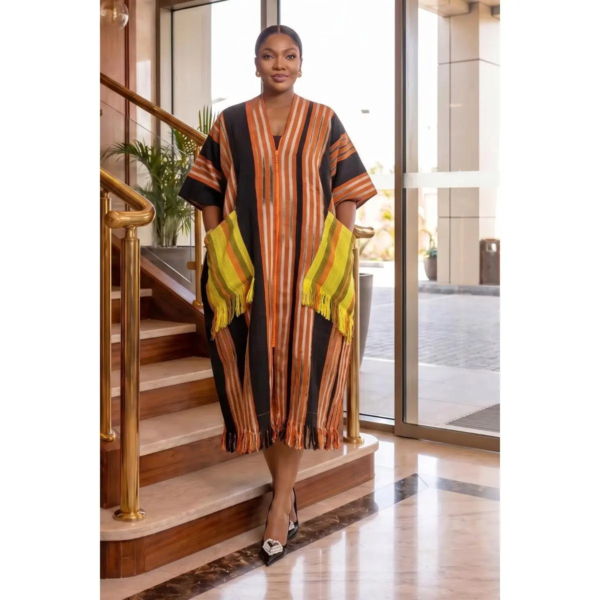 Regal Fringe Kaftan | Orange