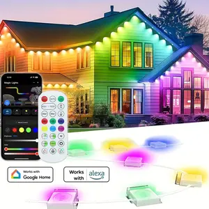 Outdoor Ambient LED Strip Lights 16M Colors, TUYA App Music Sync Control, L-Type Fixed Waterproof Lights, Pool Fence Lawn Backyard Holiday Party Lighting