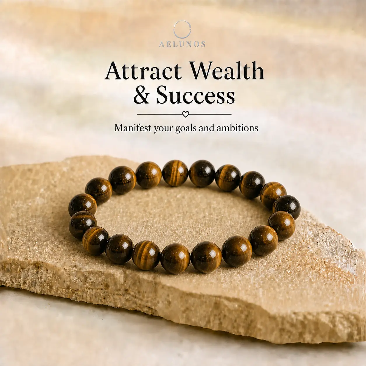 AELUNOS Yellow Tiger's Eye Protection Bracelet for Men and Women, 10 mm Crystal Healing Stone Jewelry for Stress Relief, Feng Shui jewelry, Focus and Confidence, Daily Wear Gift for Birthday and Anniversary