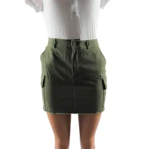 Cargo green pocket mini Skirt - Final Sale cargoskirt High Waisted Cotton Womenswear