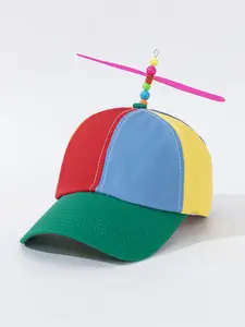 Fashion Patchwork Bamboo Drone Baseball Hat, Cute Fitted Sun Hat for All Seasons, Unisex Party Cosplay Parent-Child