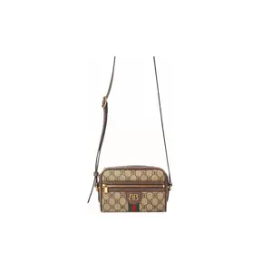 Balenciaga x Gucci Monogram Canvas and Leather Camera Crossbody Bag for Women in Beige