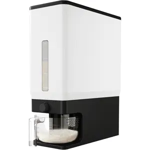 25 lbs Rice Dispenser (25 lbs), Rice Storage Container Sealed Moisture-Proof with Measuring Cup Suitable for Kitchen Pantry Home Use, BPA-Free, Black