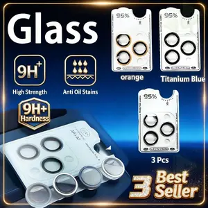 3-Piece Metal Camera Lens Protector Set for iPhone 15pro/pm/16pro/pm 17 Pro/pm, Auto Calibration Aluminum Ring Cover with Removal Tool Accessories