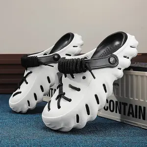 Unisex Simple Casual Lace Up Clogs Lightweight Breathable Slippers Walking Shoes For Men Women Indoor Outdoor Wear Fashionable Versatile Soft Non Slip Comfortable Clogs