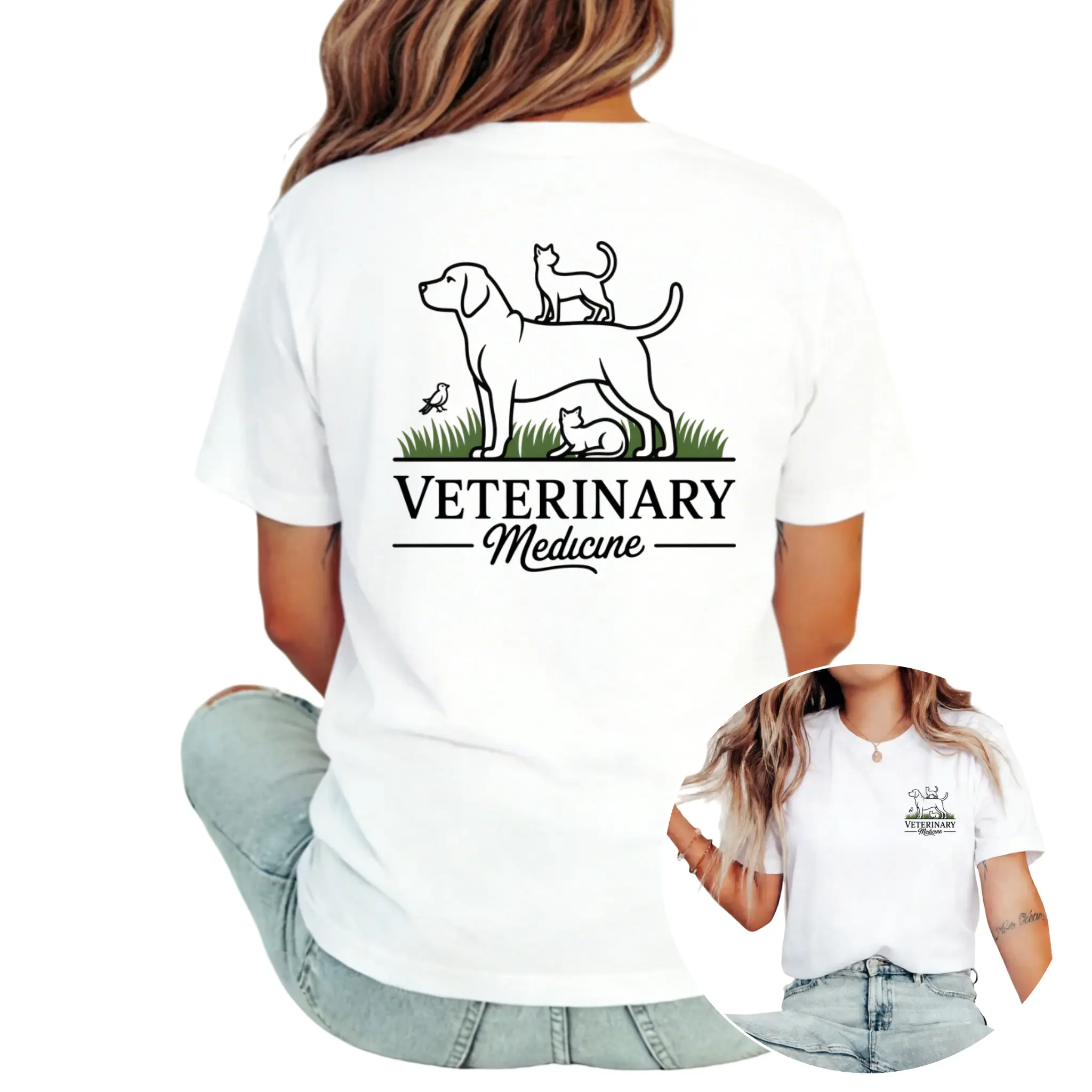 Women's Pure Veterinary Medication-eligible Print T-Shirt - Soft Round Neck Casual Tee Suitable for Vet & Casual Attire, Machine Washable Comfortable Top
