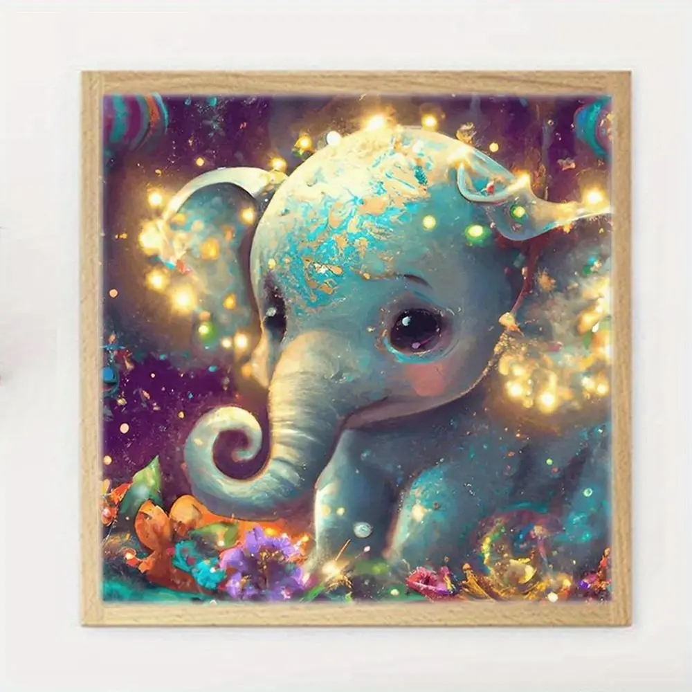 Elephant Pattern DIY Diamond Arts Colorful Painting Kit without Frame, DIY Wall Art Decor for Home Living Room, Diamond Pattern Design