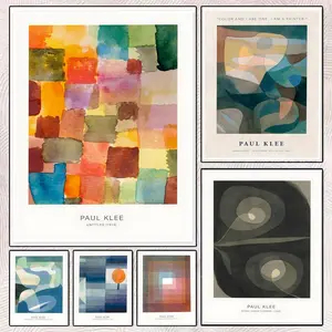 PIKPAKA Modern Color Block Fashion Design P-PAUL KLEE Painting Calligraphy Eco-Friendly Waterproof Cotton Canvas,Scratch-resistant Oil Painting Canvas, Perfect For Living Rooms,Bedrooms,Kitchens, And Cafes – Ideal For Holiday And Party Gifts