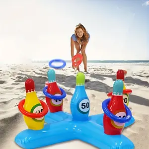 Inflatable Bowling Game Set, 1 Set Durable PVC Inflatable Bowling Game Toy, Outdoor Leisure Equipment for Pool Party, Beach Fun and Family Gathering