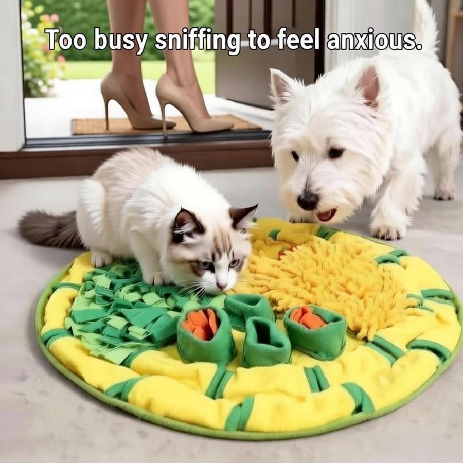Pizza Snuffle Mat for Dogs & Cats - Intermediate Sniffing Challenge to Stop Separation Anxiety - All-Breed All-Life-Stage Interactive Pet Toy - Easter Gifts for High-Energy Pets