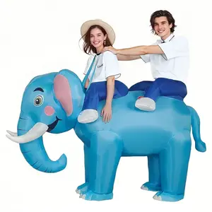 Couple Inflatable Elephant Costume 2 People Fun interaction Halloween Blow Up Ride on Costumes for Adults, Cosplay Party