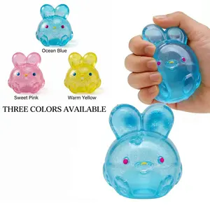 Beautiful Glitter Sand Rabbit Plushie, Dreamy Jelly Texture Transparent Bunny Figurine, Girl Heart Desktop Decoration, Stress Relief Toy