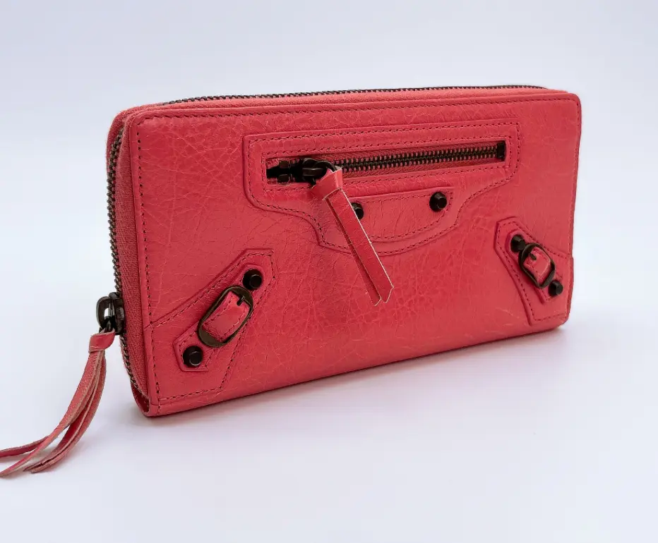Pre-owned Balenciaga Leather Small leather goods Agneau Money Wallet Rose Bonbon