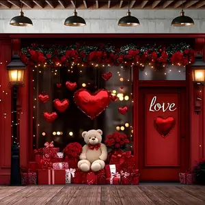 Valentine's Day Spotlight Background, Lightweight & Durable, Foldable, Romantic Rose Design, Party Decoration, Photography Backdrop