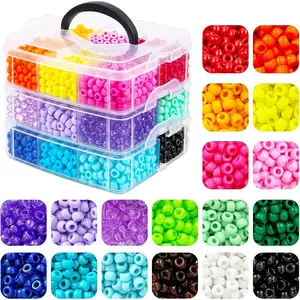 3600 count Pony Beads, 18Assorted Colors 6x9mm Plastic Kandi Beads Bulk for Bracelets Hair Braids  Making DIY Crafts