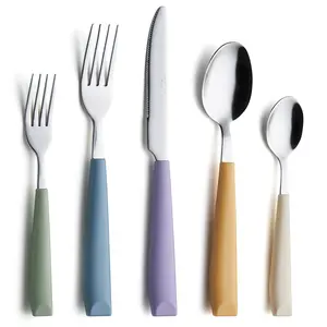 ANNOVA 20 Piece Silverware Set Stainless Steel Colorful Handle Assorted Color Unique Handle