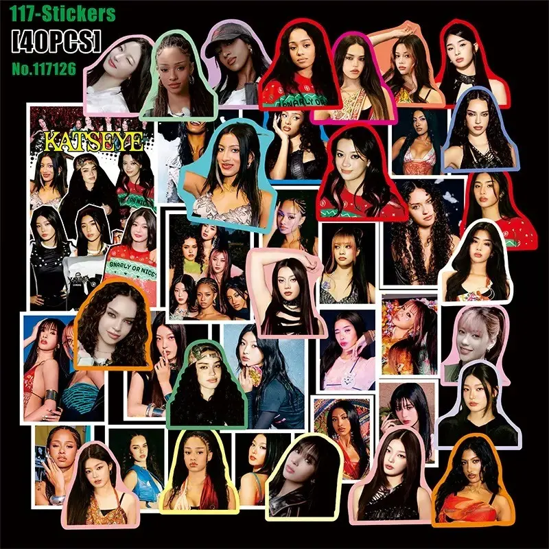 KATSEYE 40pcs/22pcs stickers, album card, collage, combination of waterproof stickers, decorative ipad collage, star peripherals, notebook stickers, mobile phone case support materials,Popular group support sticker, collection sticker,new collection greet