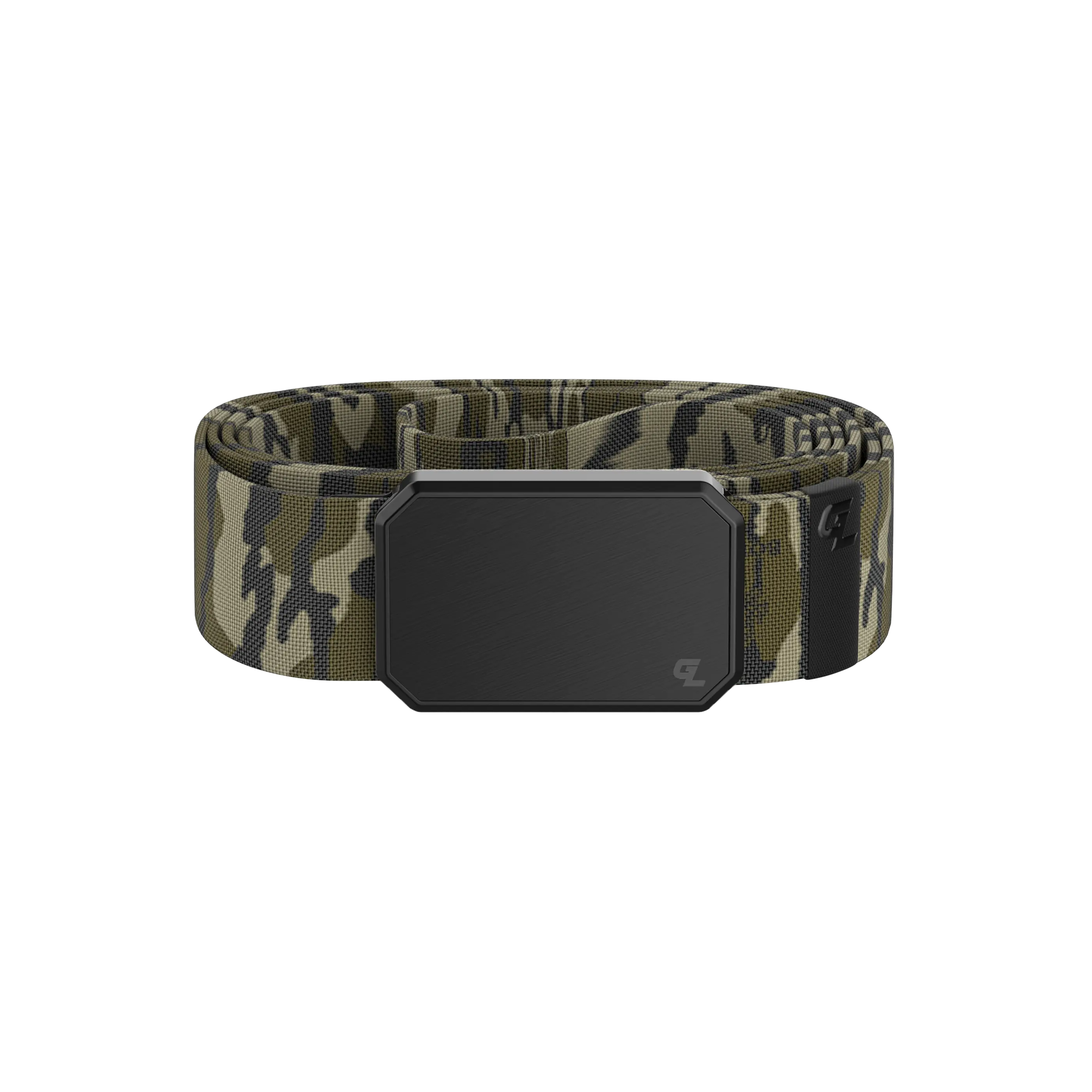 Groove Belt – Stretch Tactical Belt for Men, Camo Design – Black / Mossy Oak Bottomland