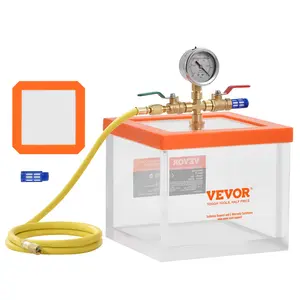 【Spotlight Day】VEVOR 2 Gallon Vacuum Chamber, Upgraded Multipurpose Acrylic Vacuum Degassing Chamber, Transparent Vacuum Chamber, for Resin Degassing, Silica Gel Degassing, Gypsum Degassing and Vacuum Extraction