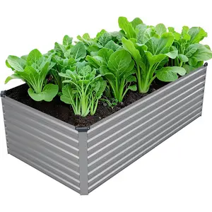 6x3x2FT Galvanized Raised Garden Bed Kit,Vegetable  Boxes-Rectangle Metal Flower Box,Large Planter Raised Beds Outdoor Garden for Planting,Fruit,-