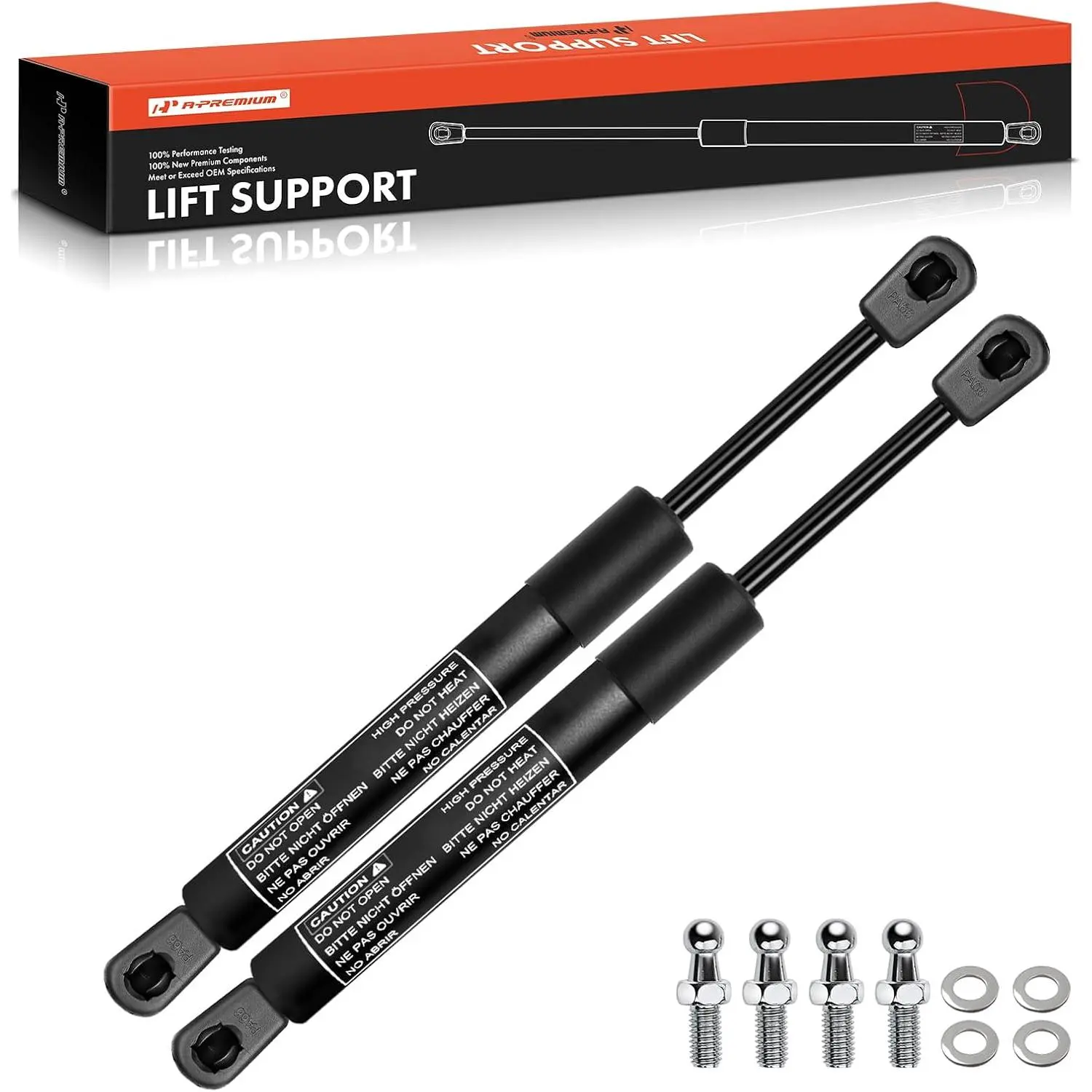 A-Premium 17 inch 28lb/125N Gas Struts Shocks Spring 17.13" Lift Support | for Leer Camper Shell Truck Topper Cap Canopy Door Window RV Storage Bed Tonneau Cover Toolbox Cabinets Floor, Set of 2
