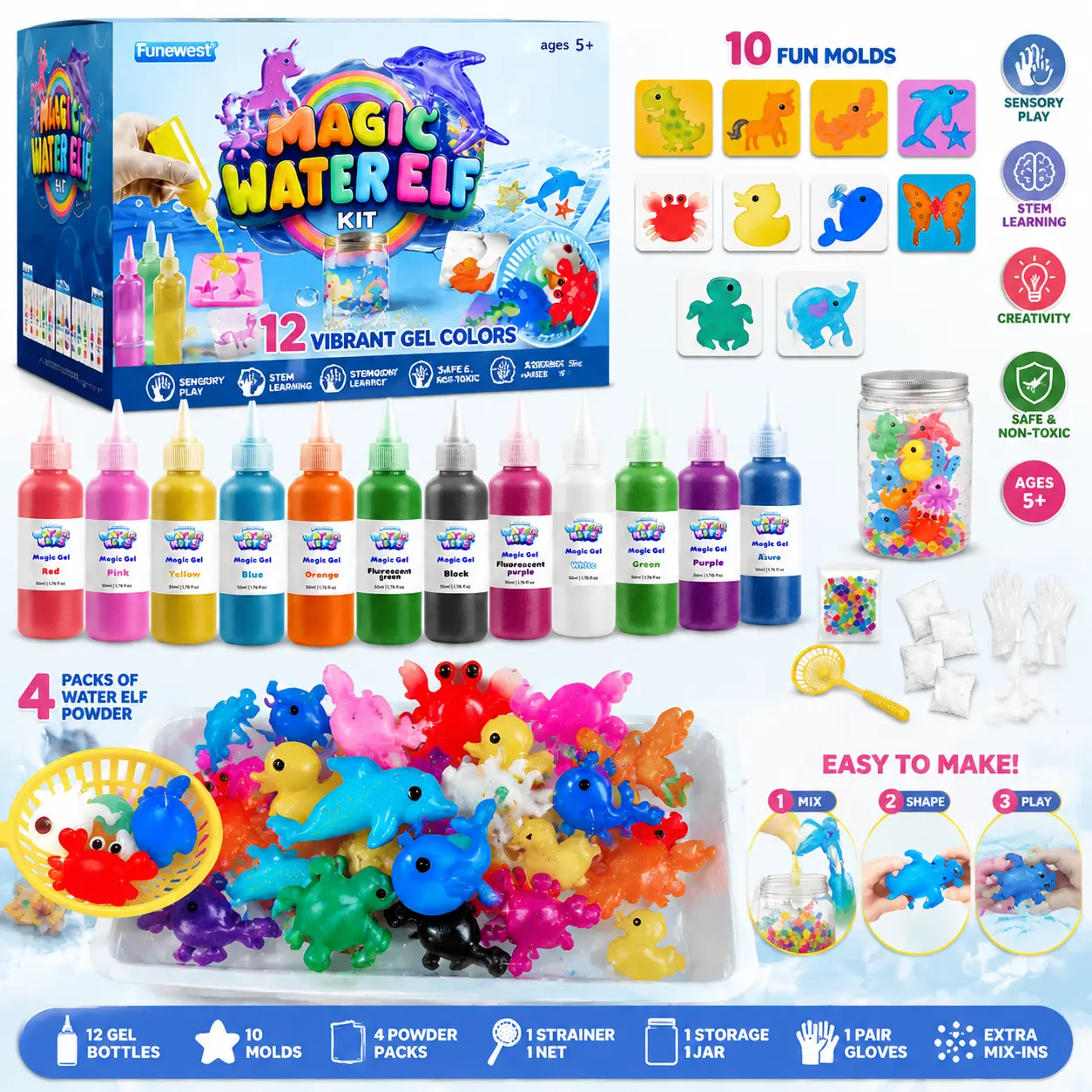 Magic Water Elf Kit – DIY Squishy Gel Beads Toy, Viral Sensory Aqua Fairy Set for Kids | Trending STEM Craft Birthday Gift