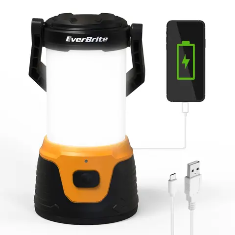 EverBrite USB Rechargeable LED Camping Lantern - High Powered Multifunctional Emergency LED Flashlight with Power Bank, 1000 Lumens, 5 Lighting Modes, Ideal for Hurricane, Power Outages, Home Improvement Needs