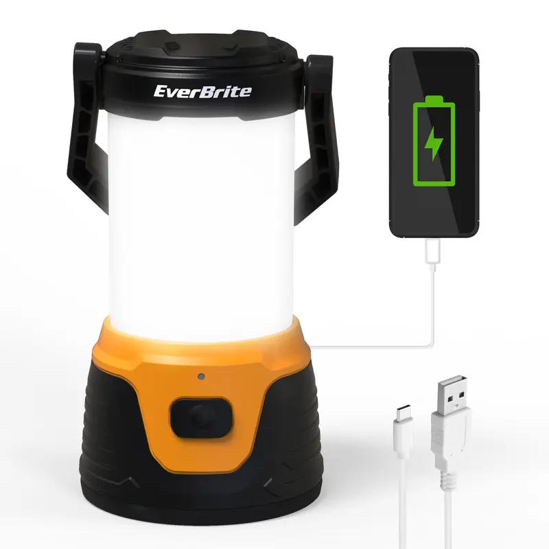 EverBrite USB Rechargeable LED Camping Lantern - High Powered Multifunctional Emergency LED Flashlight with Power Bank, 1000 Lumens, 5 Lighting Modes, Ideal for Hurricane, Power Outages, Home Improvement Needs