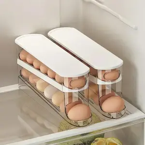 Automatic Egg Roller Dispenser for Refrigerator Double Layer Storage Box Space Saving Egg Organizer Keeps Eggs Fresh