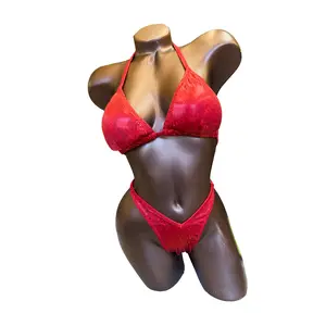 Red Hologram Figure Suit with Adjustable V-Cut Bottom | Ready to Ship