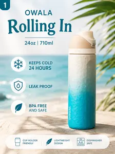 Owala Rolling In 24oz FreeSip Bottle – Insulated Leakproof Water Bottle for Travel, Gym & Outdoor Use