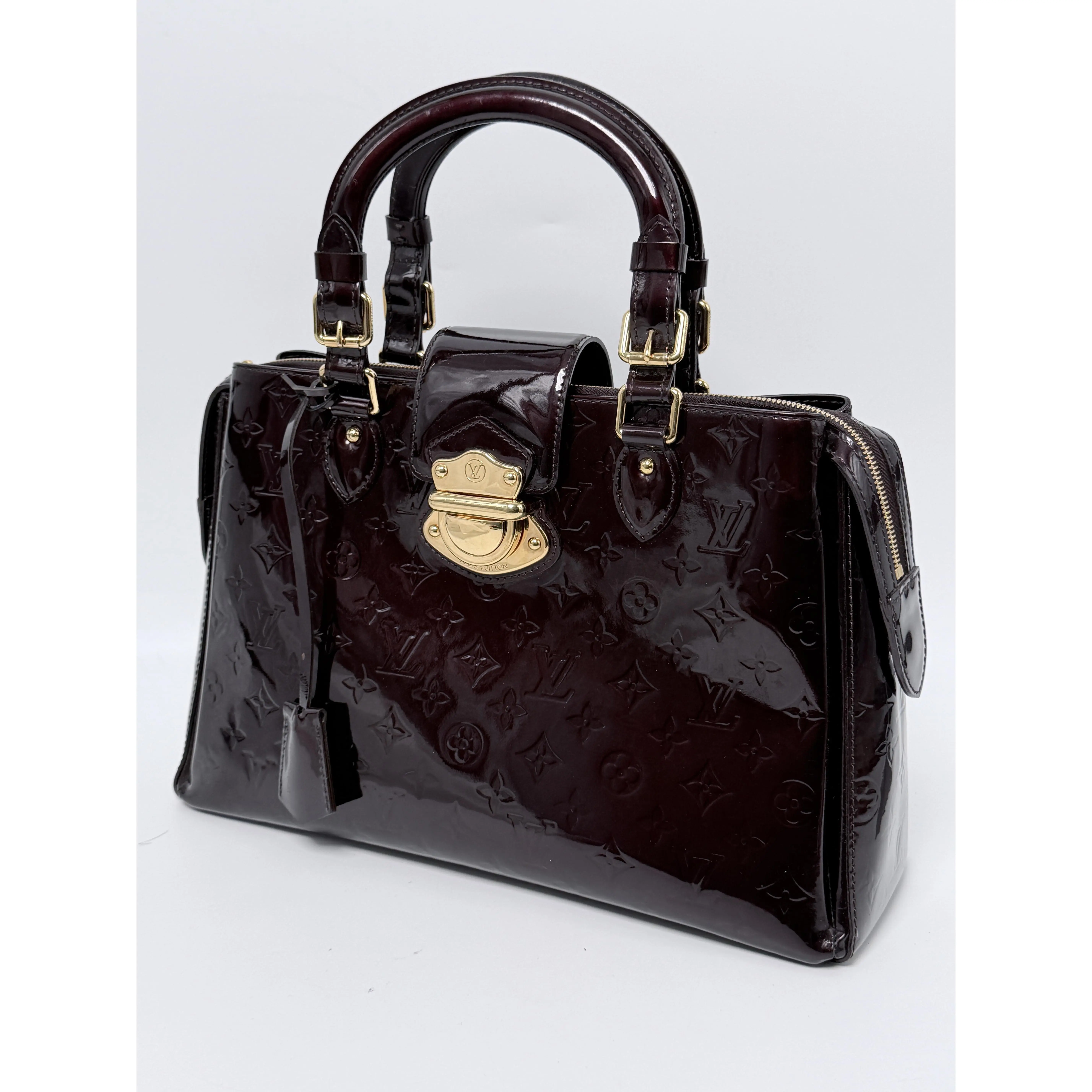 Pre-owned Louis Vuitton Leather Briefcase Monogram Vernis Melrose Avenue Amarante Laptop Work Handbag JA869LV