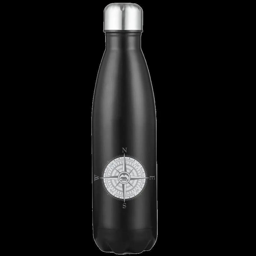 Stainless Steel Vacuum Flask Bottle, Leakproof Insulation Drinkware, Printed Compass Camping Water Bottle