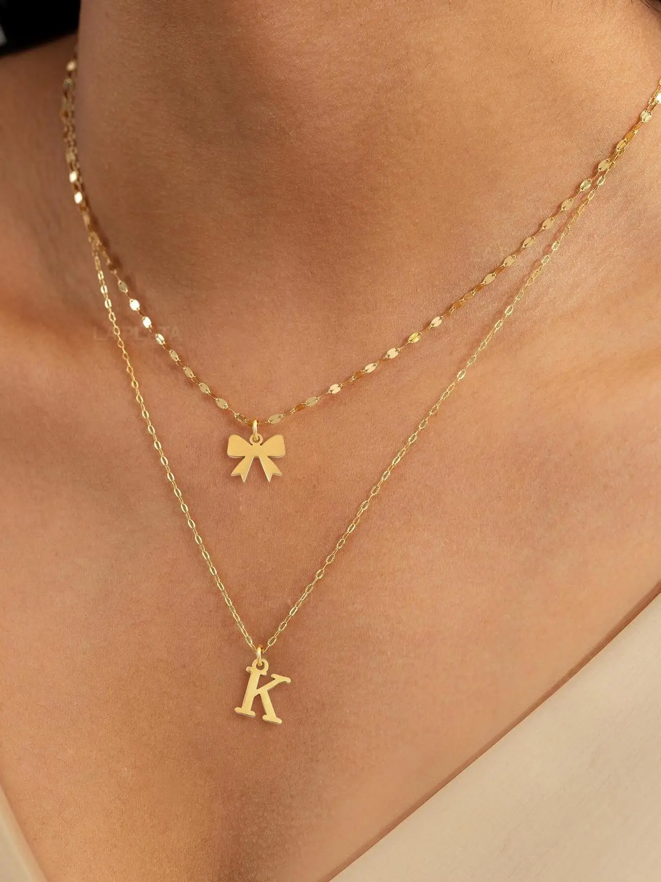 Bow & Letter Design Pendant Necklace, Stainless Steel Jewelry for Party, Modern Daily Decor, Trendy All-match & Exquisite Jewelry for Birthday Gift, D