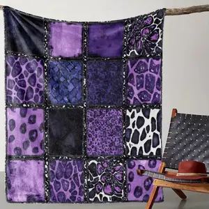 1pc Durable Fleece Flannel Blanket - Luxurious, Soft, Warm, Cozy, Vibrant Purple Leopard Print Design - Ideal All-Season Gift for Sofa, Bed, Durable Fleece Blanket, Flannel Blankets