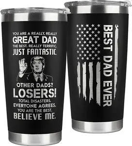 Best Dad Ever Tumbler for Fathers Day Gift, Funny Trump Tumbler, Perfect Birthday Gift For Dad, Gifts for Dad from Daughter Son, 20 Oz Dad Tumbler