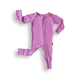 ZIP ROMPER - Lilac Ribbed, Baby Girls Soft Bamboo Pajamas