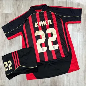 Unisex 2006 2007 Retro Red Away No.22 Kaka Short Sleeved Soccer Jersey- Fans Version Red Black Football Jersey